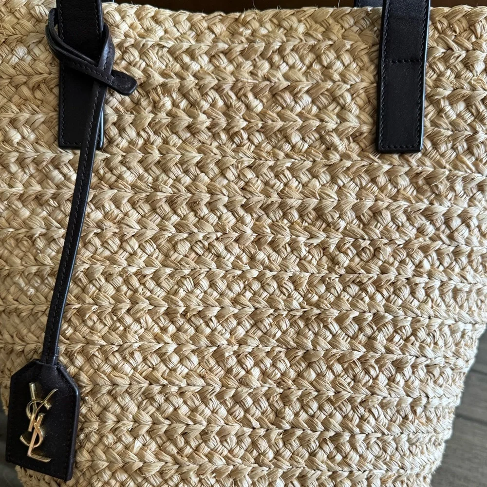 Yves Saint Laurent Panier Small Natural Straw Tote- Authentic - Picture 4 of 9